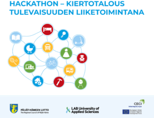 Graphic poster of the hackathon with title, date, time and logos of the organizers