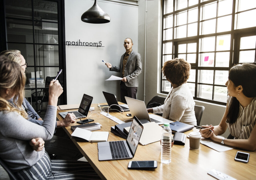 Group of diverse people having a business meeting