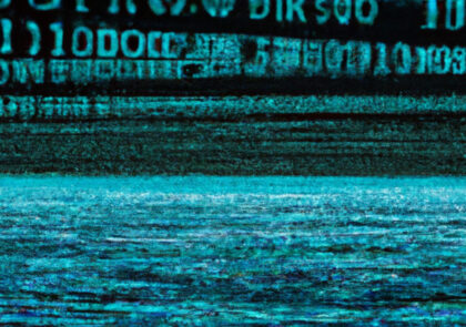 Kuvituskuvassa tekoälyn DALL-E tuottamata illustraatio datamerestä.