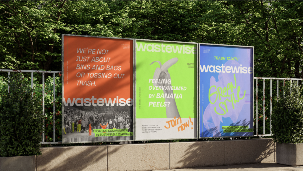 Three colorful posters attached to a fence.