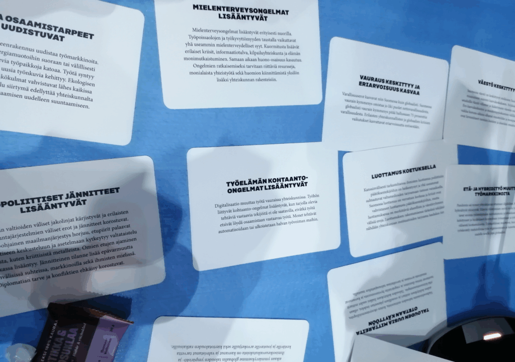 Osallistujat valitsivat Sitran megatrendikorteista tärkeäksi mm. ilmiön Työelämän kohtaanto-ongelmat lisääntyvät.