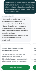 Esimerkkikeskustelu, jossa tekoälyavustaja vastaa asiakkaan kysymykseen